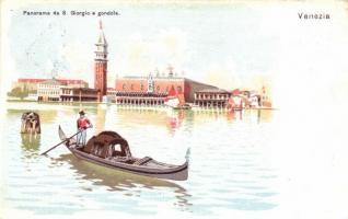 Venezia, Venice; San Giorgio Maggiore, gondola, litho