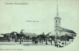 Érsekújvár, Kossuth Lajos tér, gyógyszertár, templom / square, church, pharmacy (EK)