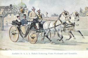 Ausfahrt Sr. K.u.K. Hoheit Erzherzog Franz Ferdinand und Gemahlin, B.K.W.I. 747-2 / Franz Ferdinand s: H. G. Wilda (fl)