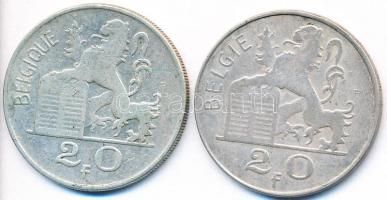 Belgium 1949-1950. 20Fr Ag "BELGIQUE" (2x) T:3 Belgium 1949-1950. 20 Francs Ag "BELGIQUE" (2x) C:F