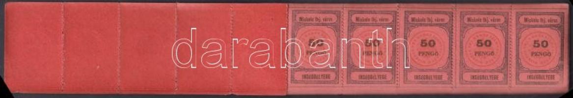 1945 Miskolc városi illetékbélyeg 50P 20 x 5 lapos teljes bélyegfüzet, ritka!