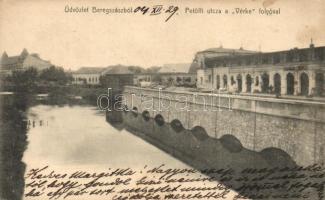 Beregszász, Petőfi utca, Vérke folyó / street, river (EK)