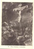 11 db RÉGI használatlan motívumlap, Márton L. szignóval; vallás; Jézus keresztútja / 11 old unused m...