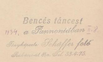 1934 Bp., Bencés táncest a Pannóniában, Schäffer fotó, pecséttel jelzett, 18x11 cm