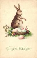 Easter, rabbit with eggs, Amag 2044. litho (EK)