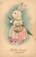 Easter, rabbit with eggs litho