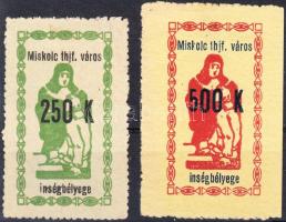 1923 Miskolc városi illeték, inségbélyeg 250K, 500K