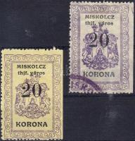 1921 Miskolc városi illetékbélyeg 2 klf 20K