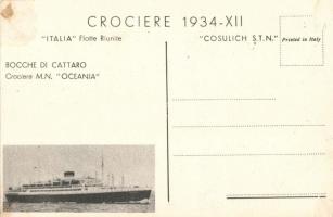 Kotor, Kattaro; bay 'Crociere 1934 XII', Italia Flotte Riunite, MN Oceania on the backside...