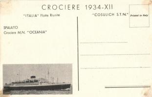Split, Spalato; bay 'Crociere 1934 XII', Italia Flotte Riunite, MN Oceania on the backside...