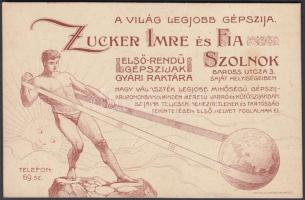 Zucker Imre és Fia Elsőrendű Gépszíjak Gyári Raktára, Szolnok reklámlapja