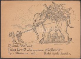 Fába Dezső budapesti állatpreparátor költözésről szóló reklámlapja