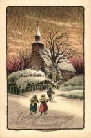 Christmas, church litho