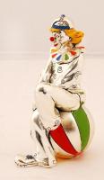 Marcello Giorgio bohóc, laminált ezüst (Ag.), jelzett, kézzel festett, m:17 cm/ Marcello Giorgio Clo...