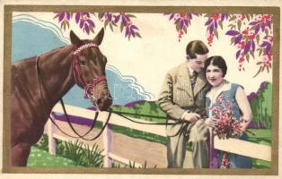 Romantic couple with horse, Amag 0373.