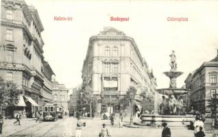 Budapest VIII. Kálvin tér, villamos, Calvin kávéház, Magyar Lámpa gyár,