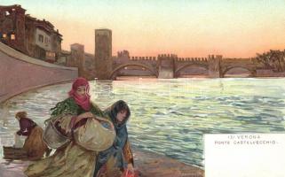 Verona, Ponte Castelvecchio / bridge litho s: Tafuri