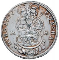 1706MM 1/2 Tallér Ag &quot;II. Rákóczi Ferenc&quot; Munkács (13.93g) T:2-,3 repedés- és forrasztásnyom RR! Hungary 1706MM 1/2 Thaler Ag &quot;Francis II Rákóczi&quot; Munkacs (13.93g) C:aVF crack and soldering mark Very rare! Huszár: 1525., Unger II: 1127b