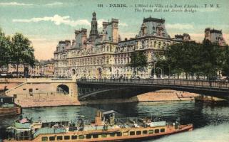 Paris, Hotel de Ville, Pont d'Arcole / town hall, bridge, steamship