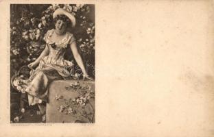 Lady, Rembrandt Postkarte No. 250., Hölgy virágkosárral, Rembrandt Postkarte No. 250.