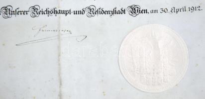 Ausztria/Bécs 1912. "A Lipót-rend Lovagkeresztje" kitüntetés adományozó oklevele Franz Mar...