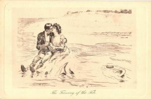 The turning of the tide, Romantic kissing couple, Alfred Schweizer Gibson karte No. 200., Csókolózó pár, Alfred Schweizer Gibson karte No. 200.