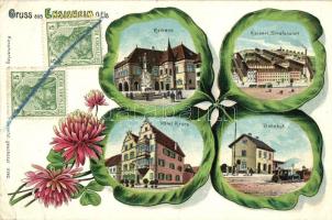 Ensisheim, Kaiserliche Strafanstalt, Bahnhof, Hotel Krone / prison, railway station, hotel; clover (EB)