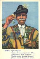 Kedves egészségére! / Hungarian wine advertisement, artist signed