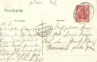 Weingarten (Baden) Bahnhof, Restauration zum Bahnhof / railway station, restaurant; floral litho (EK...