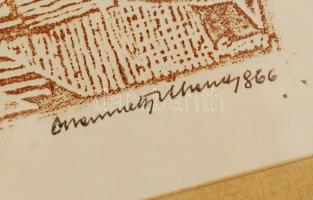 Gyarmathy Tihamér (1915-2005): Formák. Nyomat, papír, jelzett, üvegezett keretben, 15×11 cm