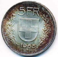 Svájc 1965B 5Fr Ag T:1- patina Switzerland 1965B 5 Francs Ag C:AU patina