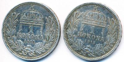 1915. 1K Ag "Ferenc József" (2x) T:2-