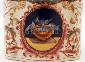 Wong Lee Productions, modern réz veretes kis doboz, kézzel festett, jelzett, hibátlan, m:17 cm, h:14...