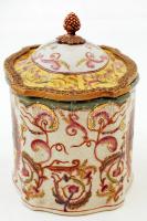 Wong Lee Productions, modern réz veretes kis doboz, kézzel festett, jelzett, hibátlan, m:17 cm, h:14...