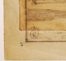 Páris Erzsébet, (1887-?): Sopron tűztorony 1916. Ceruza, dupla papíron, jelzett, 24×14,5 cm
