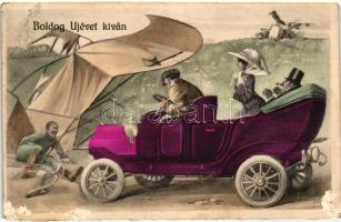 New Year, automobile, accident, H. Ch. Vienne, Nr. 167. (EK)