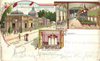 Budapest XIV. Fővárosi Pavillon, Bokor János vendéglője, Weingruber Ignác kávéháza, litho; Kosmos Budapest + 'Éljen a Proletár diktatúra' bélyegzés (b)