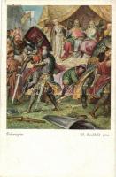 4 db RÉGI szignózott (Hauschild, Aigner) motívumlap; Wagner operák illusztrációja; Lohengrin és Tann...