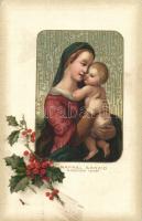 Tempi Madonna, arany díszítéssel, litho s: Raffaello Sanzio, Madonna Tempi, golden decoration litho s: Raffaello Sanzio