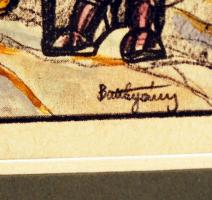 Batthyány Gyula (1887-1959): A király rendeletet küld. Színezett litográfia, papír, jelzett a liton,...