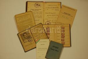 7 db igazolvány, munkakönyv, stb