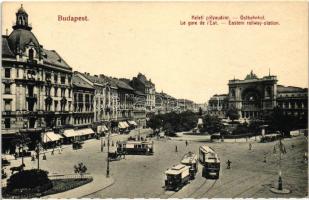 Budapest VII. Keleti pályaudvar, villamos, Takarékpénztár, Dr. Radnai Sándor fogorvosi rendelője, Arany Sas Szálloda, "Taussig"