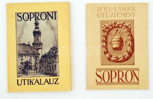 2 Sopronnal kapcsolatos könyv: Sopron-Zettl-Langer Gyűjtemény. Sopron, 1960, Győr-Sopron Megyei Tanács Idegenforgalmi Hivatala. Kiadói papírkötés, jó állapotban; Soproni útikalauz. Sopron, 1962, Győr-Sopron Megye Tanácsának Idegenforgalmi Hivatala. Kiadói papírkötés, jó állapotban.