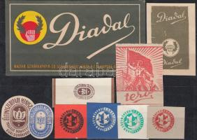 10 db dohányipari címke (Diadal-Magyar Szivarkapapír- és szivarkahüvelygyár, Lágymányosi Dohánygyár stb.)