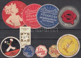 10 db élelmiszeripari reklámcédula (Fővárosi Kenyérgyár, Cukrászati Gyár, Élelmiszercsomagoló Vállalat stb.)