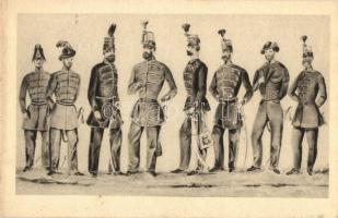 Hungarian military officers in 1848, Magyar törzstisztek; árkász, vadász, tüzér, tábornok, huszár, honvéd, Hunyadi lovas, Nemzetőr