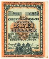 Sopronnyék / hadifogolytábor 1916. 2f "MS" arab sorozat- és sorszámmal T:I- kis sarokkopás