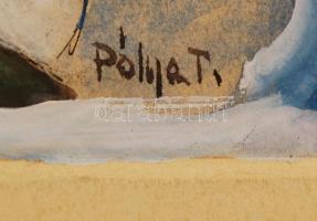 Pólya Tibor (1886-1937): Beer Salon. Vegyes technika, papír, jelzett, szakadásokkal, 37×26 cm