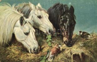 Ein frugales Mahl / Horses litho s: John Frederick Herring