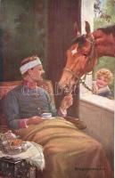 Kriegskameraden / WWI K.u.K. injured military officer with horse, B.K.W.I. 930-10.